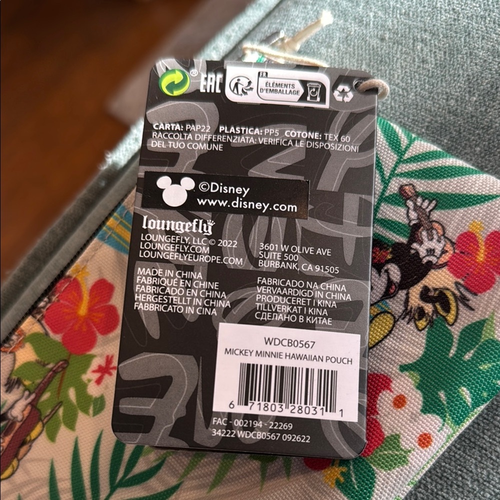 NWT! Disney Loungefly Mickey Minnie Mouse Hawaiian Tropical Pouch - Picture 3 of 6